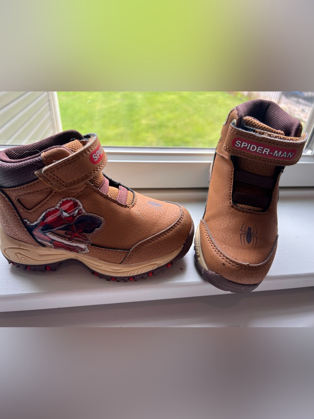 Spiderman Brown Kids Ankle Boots with Red Accent